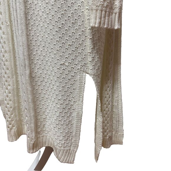 Full Crochet Knit Duster Cardigan Sweater XL Cream Boho Coastal Grandma Cottage - Picture 4 of 8